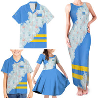 Aruba Family Matching Tank Maxi Dress and Hawaiian Shirt with Marine Patterns – Ocean-Inspired Design