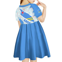 Aruba Kid Short Sleeve Dress with Marine Patterns – Ocean-Inspired Design