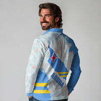 Aruba Long Sleeve Polo Shirt with Marine Patterns – Ocean-Inspired Design