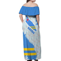 Aruba Off Shoulder Maxi Dress with Marine Patterns – Ocean-Inspired Design
