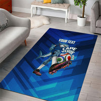 Personalized Cape Verde Football Area Rug Blue Shark Mascot Cabo Verdean - Gradient Art