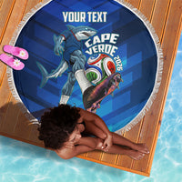 Personalized Cape Verde Football Beach Blanket Blue Shark Mascot Cabo Verdean - Gradient Art