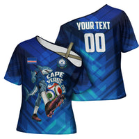 Personalized Cape Verde Football Cross Shoulder Shirt Blue Shark Mascot Cabo Verdean - Gradient Art