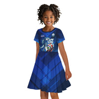 Personalized Cape Verde Football Kid Short Sleeve Dress Blue Shark Mascot Cabo Verdean - Gradient Art