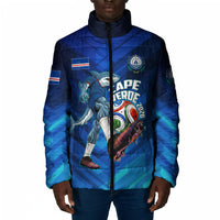 Personalized Cape Verde Football Padded Jacket Blue Shark Mascot Cabo Verdean - Gradient Art
