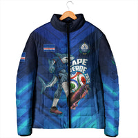 Personalized Cape Verde Football Padded Jacket Blue Shark Mascot Cabo Verdean - Gradient Art