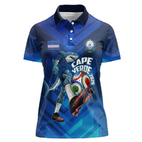Personalized Cape Verde Football Women Polo Shirt Blue Shark Mascot Cabo Verdean - Gradient Art