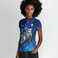 Personalized Cape Verde Football Women Polo Shirt Blue Shark Mascot Cabo Verdean - Gradient Art