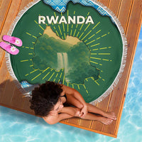 Rwanda Beach Blanket with Green Nature Map Waterfall Sunburst Spirit