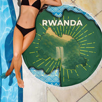 Rwanda Beach Blanket with Green Nature Map Waterfall Sunburst Spirit