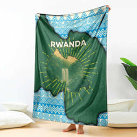 Rwanda Blanket with Green Nature Map Waterfall Sunburst Spirit