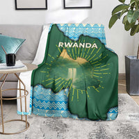 Rwanda Blanket with Green Nature Map Waterfall Sunburst Spirit