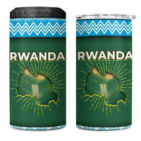Rwanda 4 in 1 Can Cooler Tumbler with Green Nature Map Waterfall Sunburst Spirit