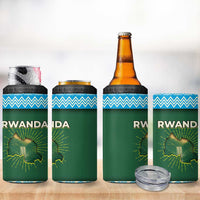 Rwanda 4 in 1 Can Cooler Tumbler with Green Nature Map Waterfall Sunburst Spirit