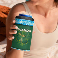 Rwanda 4 in 1 Can Cooler Tumbler with Green Nature Map Waterfall Sunburst Spirit