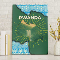 Rwanda Canvas Wall Art with Green Nature Map Waterfall Sunburst Spirit