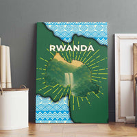Rwanda Canvas Wall Art with Green Nature Map Waterfall Sunburst Spirit