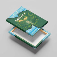 Rwanda Canvas Wall Art with Green Nature Map Waterfall Sunburst Spirit