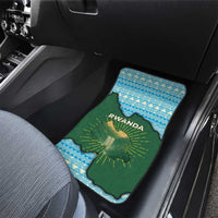 Rwanda Car Mats with Green Nature Map Waterfall Sunburst Spirit