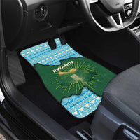 Rwanda Car Mats with Green Nature Map Waterfall Sunburst Spirit