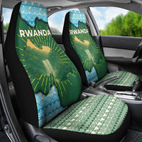 Rwanda Car Seat Cover with Green Nature Map Waterfall Sunburst Spirit