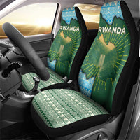 Rwanda Car Seat Cover with Green Nature Map Waterfall Sunburst Spirit