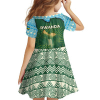 Rwanda Family Matching Off Shoulder Maxi Dress and Hawaiian Shirt with Green Nature Map Waterfall Sunburst Spirit