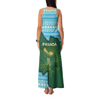 Rwanda Family Matching Tank Maxi Dress and Hawaiian Shirt with Green Nature Map Waterfall Sunburst Spirit