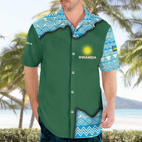 Rwanda Hawaiian Shirt with Green Nature Map Waterfall Sunburst Spirit