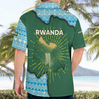 Rwanda Hawaiian Shirt with Green Nature Map Waterfall Sunburst Spirit