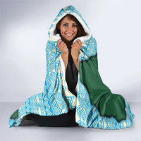 Rwanda Hooded Blanket with Green Nature Map Waterfall Sunburst Spirit