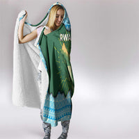Rwanda Hooded Blanket with Green Nature Map Waterfall Sunburst Spirit