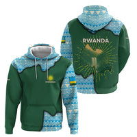 Rwanda Hoodie with Green Nature Map Waterfall Sunburst Spirit