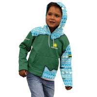 Rwanda Kid Hoodie with Green Nature Map Waterfall Sunburst Spirit