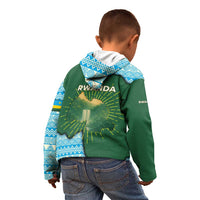 Rwanda Kid Hoodie with Green Nature Map Waterfall Sunburst Spirit