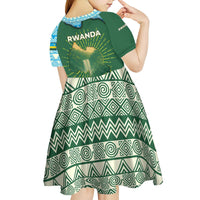 Rwanda Kid Short Sleeve Dress with Green Nature Map Waterfall Sunburst Spirit