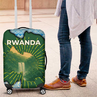 Rwanda Luggage Cover with Green Nature Map Waterfall Sunburst Spirit