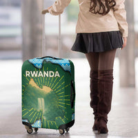 Rwanda Luggage Cover with Green Nature Map Waterfall Sunburst Spirit
