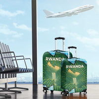 Rwanda Luggage Cover with Green Nature Map Waterfall Sunburst Spirit