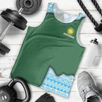 Rwanda Men Tank Top with Green Nature Map Waterfall Sunburst Spirit