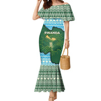 Rwanda Mermaid Dress with Green Nature Map Waterfall Sunburst Spirit