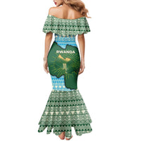 Rwanda Mermaid Dress with Green Nature Map Waterfall Sunburst Spirit