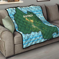 Rwanda Quilt with Green Nature Map Waterfall Sunburst Spirit