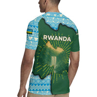 Rwanda Rugby Jersey with Green Nature Map Waterfall Sunburst Spirit