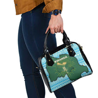 Rwanda Shoulder Handbag with Green Nature Map Waterfall Sunburst Spirit