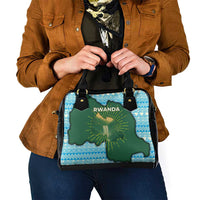 Rwanda Shoulder Handbag with Green Nature Map Waterfall Sunburst Spirit