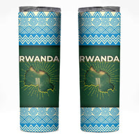 Rwanda Skinny Tumbler with Green Nature Map Waterfall Sunburst Spirit