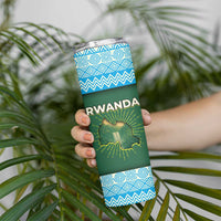 Rwanda Skinny Tumbler with Green Nature Map Waterfall Sunburst Spirit