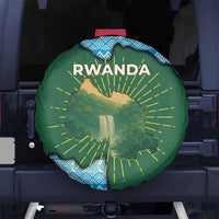 Rwanda Spare Tire Cover with Green Nature Map Waterfall Sunburst Spirit