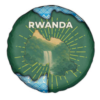 Rwanda Spare Tire Cover with Green Nature Map Waterfall Sunburst Spirit